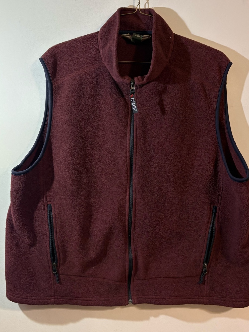 Eddie Bauer burgundy Polartec fleece vest Mens XXL side zip pockets